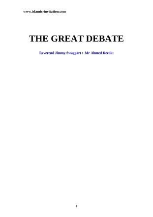 THE GREAT DEBATE BY AHMED DEEDAT. PDF DOWNLOAD