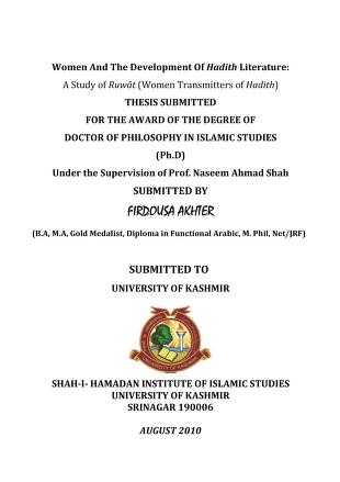 Women And the Development of Hadith Literature