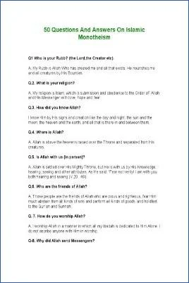 50 Questions And Answers On Islamic Monotheism - 0.05 - 9