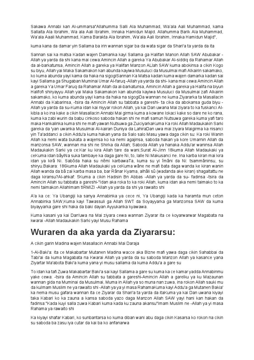 ZIYARAR MASALLACIN ANNABI MAI AL FARMA TARE DA FADAKARWA DA KUMA NUSARWA GAMAI Z….pdf, 9- pages 