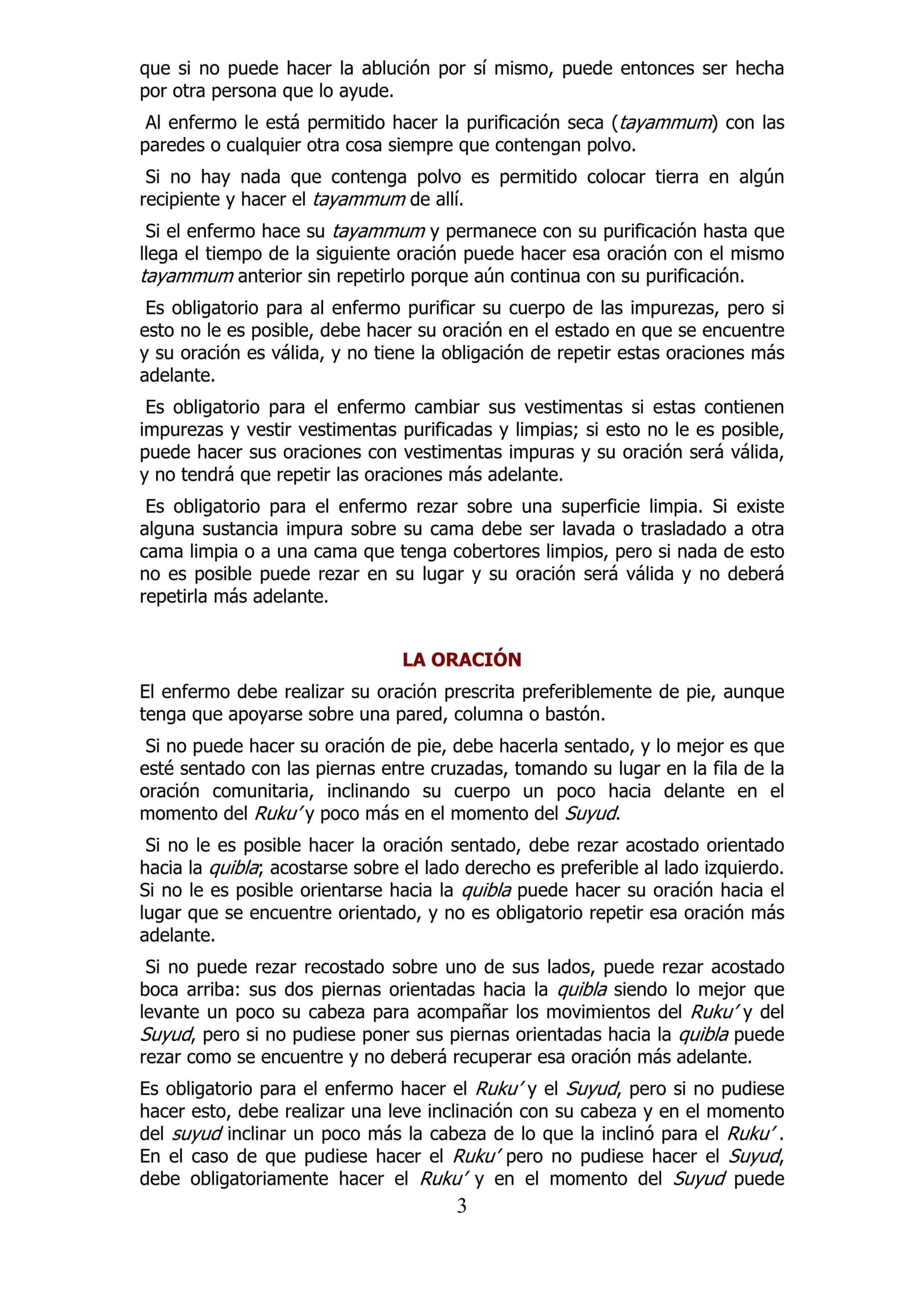إسباني  طهارة المريض وصلاته  LA PURIFICACIÓN Y LA ORACIÓN DEL ENFERMO.pdf, 4-Sayfa 